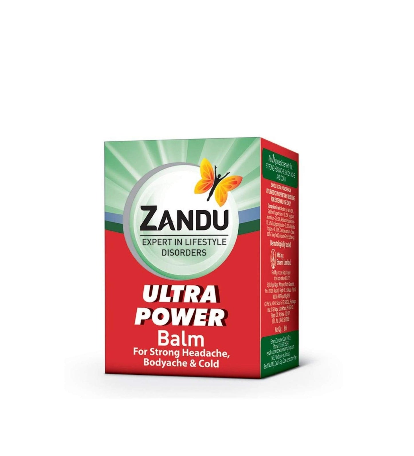 4 x Zandu Balm Ultra Power Balm Multipurpose Solution for Strong Headache Body Ache and Cold 8ml - dailyvitalstore