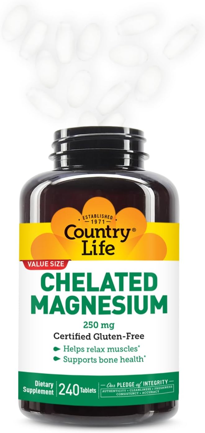 Country Life Chelated Magnesium 250 mg, 240 Tablets