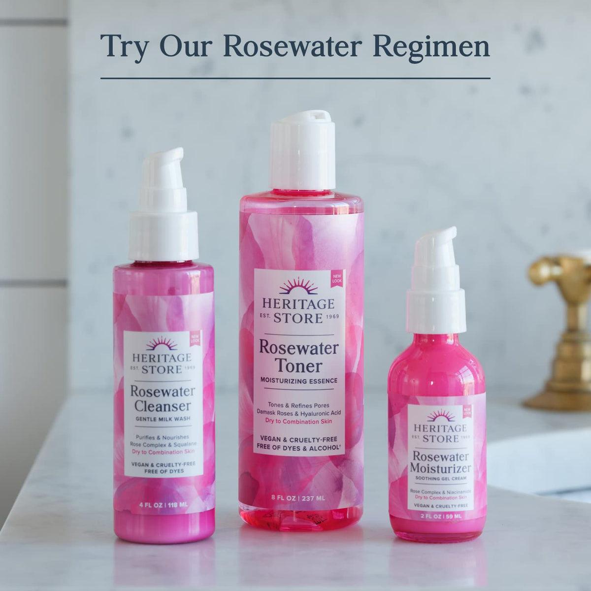 HERITAGE STORE Rosewater & Glycerin Hydrating Facial Mist - Dry Combination Skin Care - Rose Water Spray w/Vegetable Glycerine, Made Without Dyes or Alcohol, Hypoallergenic, 12 FL OZ