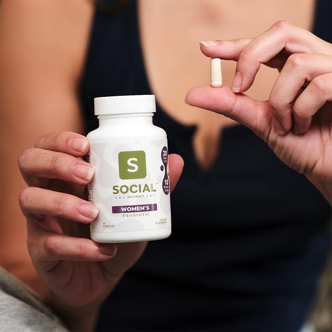 Social Naturals Women's Probiotic for Total Body Balance | 12 Strains with Lactobacillus & Bifidobacteria | Digestive, Vaginal & Immune Support | 20 Billion CFU | Vegan