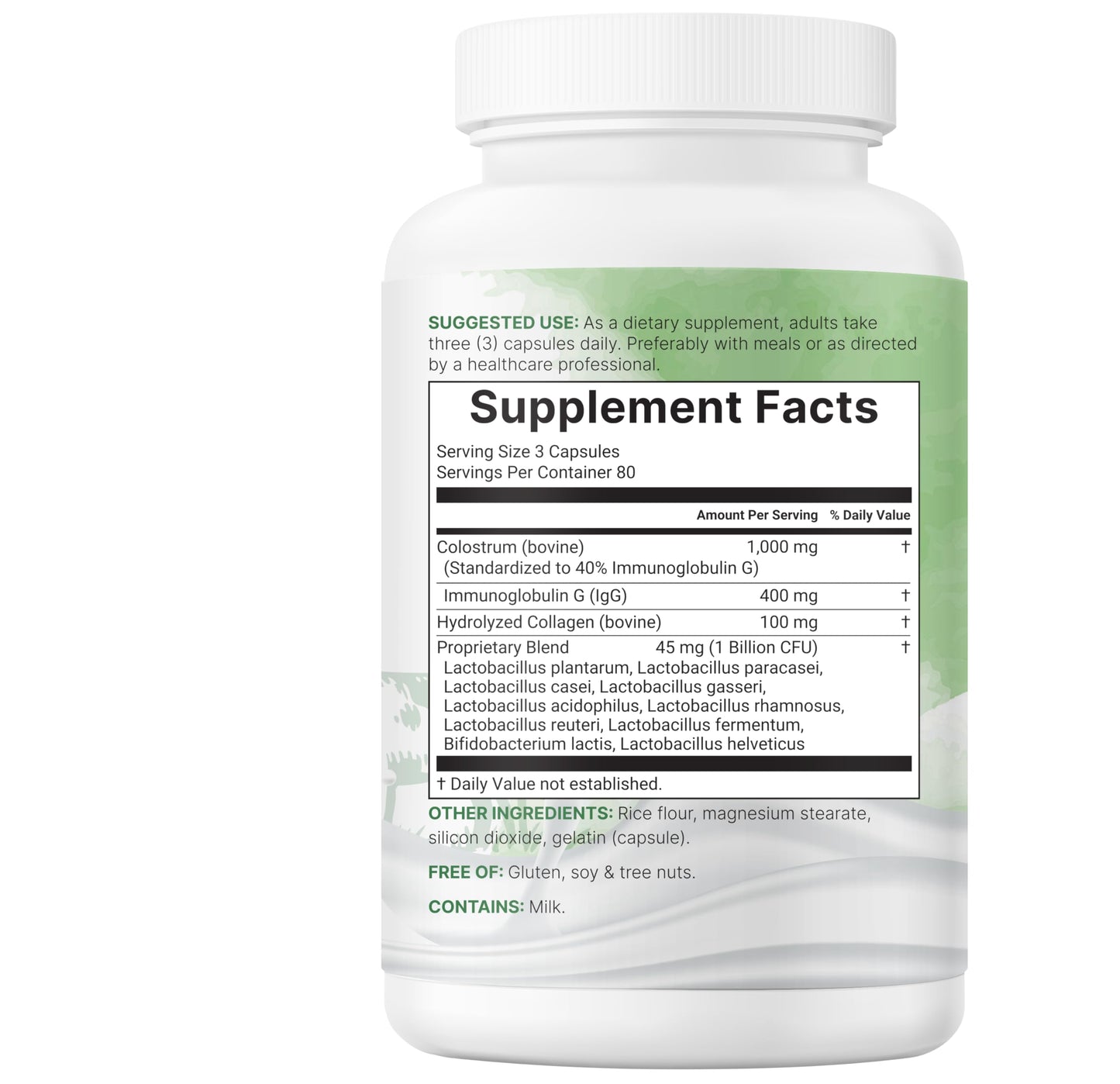 Micro Ingredients Bovine Colostrum 1,000 mg Per Serving, 240 Capsules | 40% IgG with Collagen & Probiotics | Colostrum Supplement