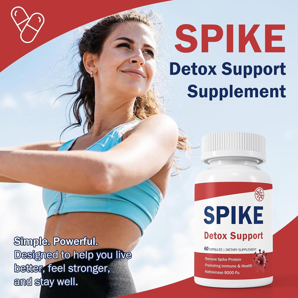 Spike Detox Support – Turmeric Circulation Blend with Nattokinase 8000 FU (400 mg), Bromelain 500 mg & Curcumin 500 mg – 60 Capsules