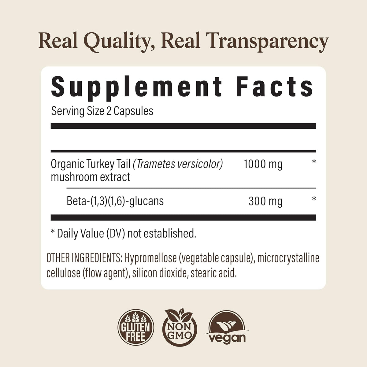 Real Mushrooms Turkey Tail Capsules – Organic Mushroom Extract for Daily Wellness, Gut Harmony, Energy Support – Vegan, Non-GMO, No Fillers – Turkey Tail Extract 200 Count Mushroom Supplement