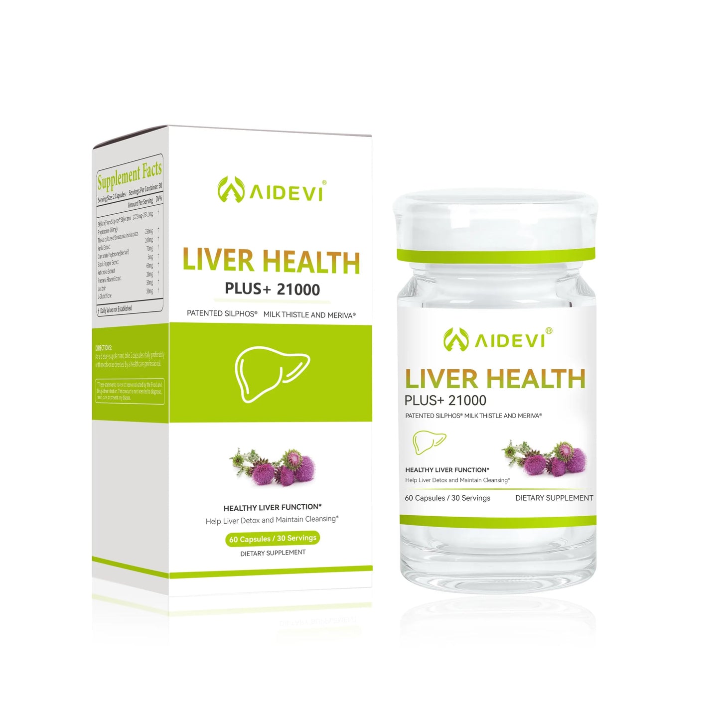 AIDEVI Liver Health Plus 21000 Supplement Support Milk Thistle 60 Capsules (1)
