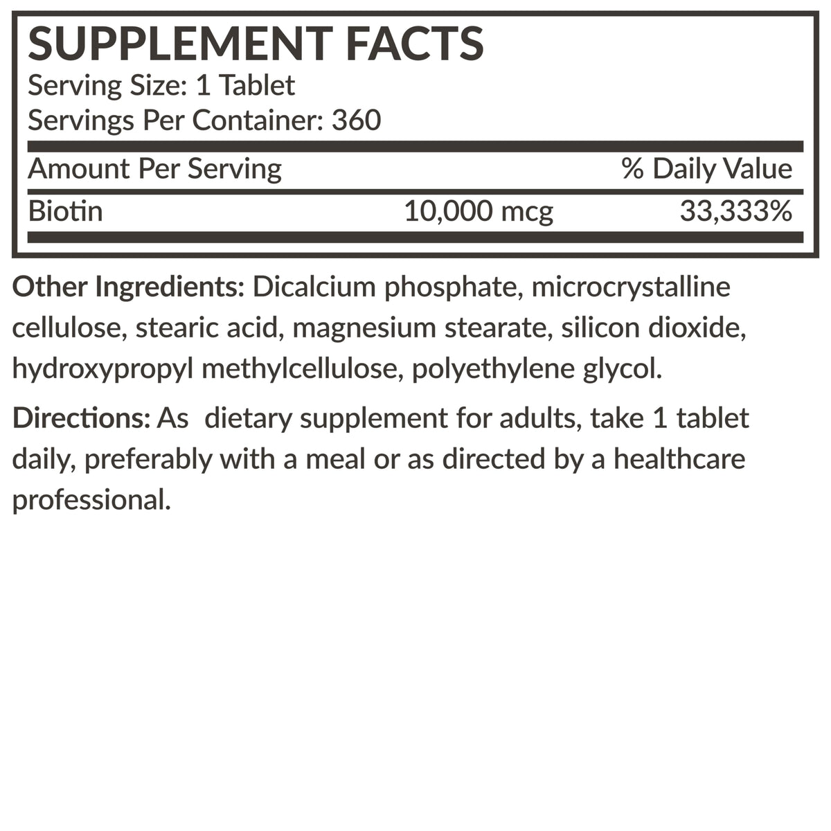 Futurebiotics Biotin 10,000 MCG High Potency Tablets Supports Healthy Hair, Skin & Nails & Energy Production, Non-GMO, 180 Vegetarian Tablets