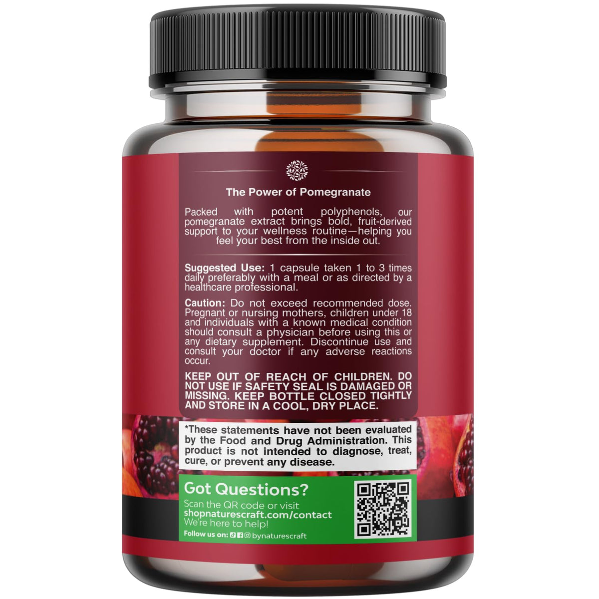 Advanced Pomegranate Extract Capsules - Powerful Antioxidant & Healthy Heart Support - Easy To Swallow Pomegranate Supplement - Superfood for Energy & Gut Health Support - Third Party Tested - 60 Ct