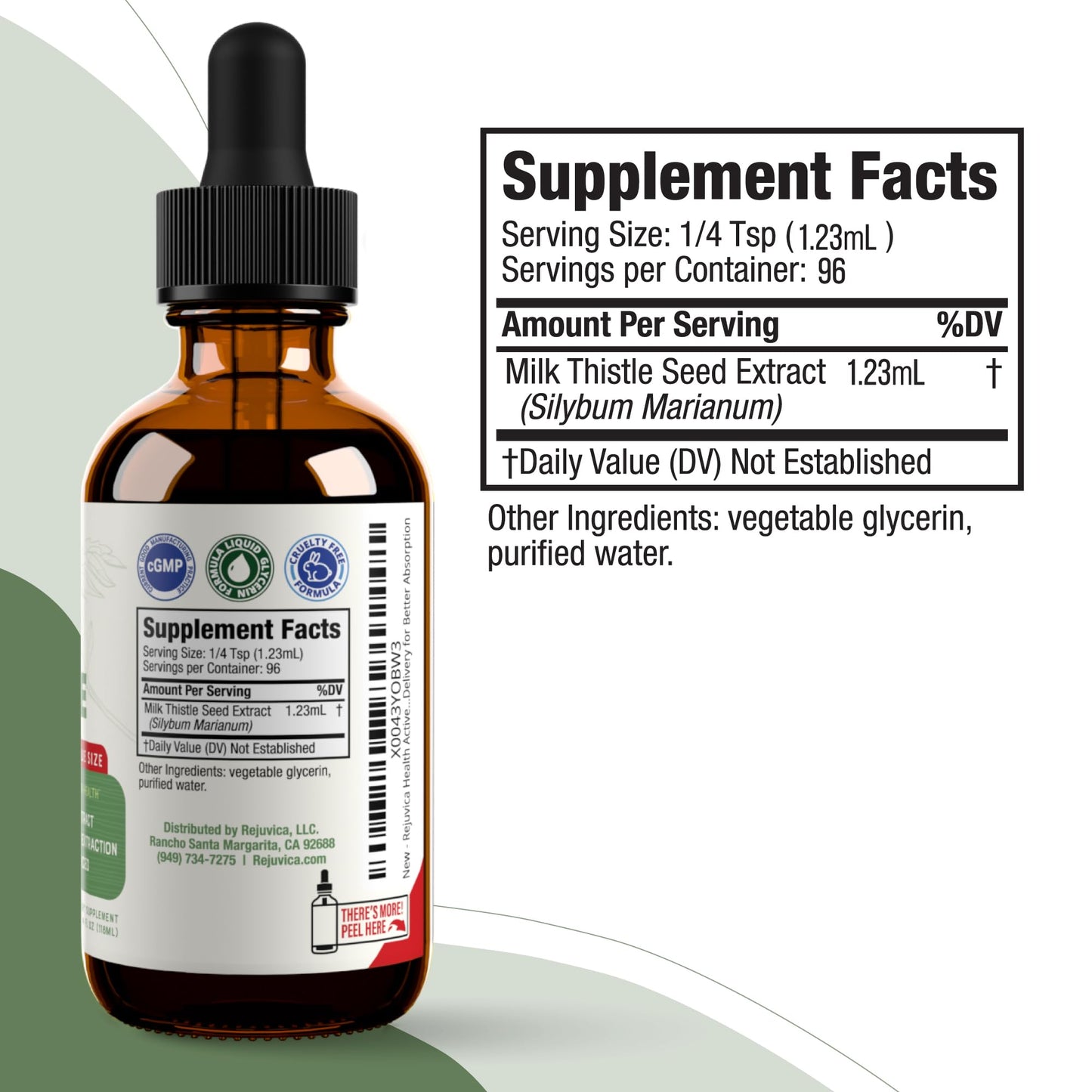 Rejuvica Health Active Milk Thistle 4oz XL Super Size - Advanced Milk Thistle Seed Liquid Extract Drops - May Support the Liver