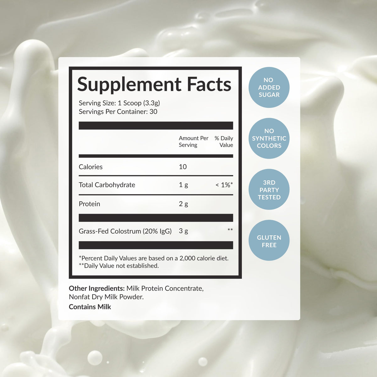 BEAM Unflavored Colostrum Powder I Grass-Fed Pure Whole Bovine Colostrum for Gut Health, Bloating & Immune Support I Non-GMO Recovery Supplement I 3g per Serving I Third-Party Tested I 30 Servings
