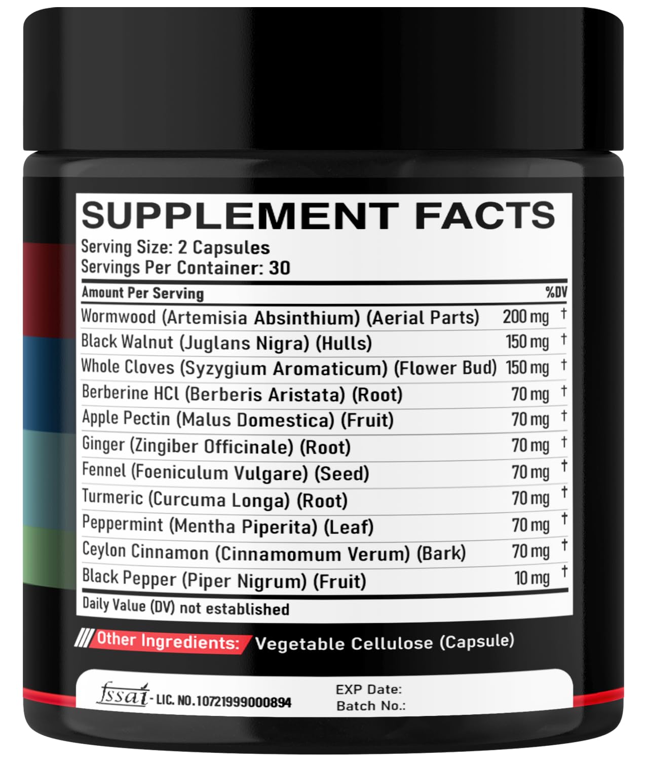 DEDICAD Wormwood Capsules Supplement - Extracted from Black Walnut, Cloves, Turmeric, Apple, Berberine HCl & More - 11 Ingredients Combined for Immune System, Body Management - 60 Capsules DEDICAD buy supplements Au