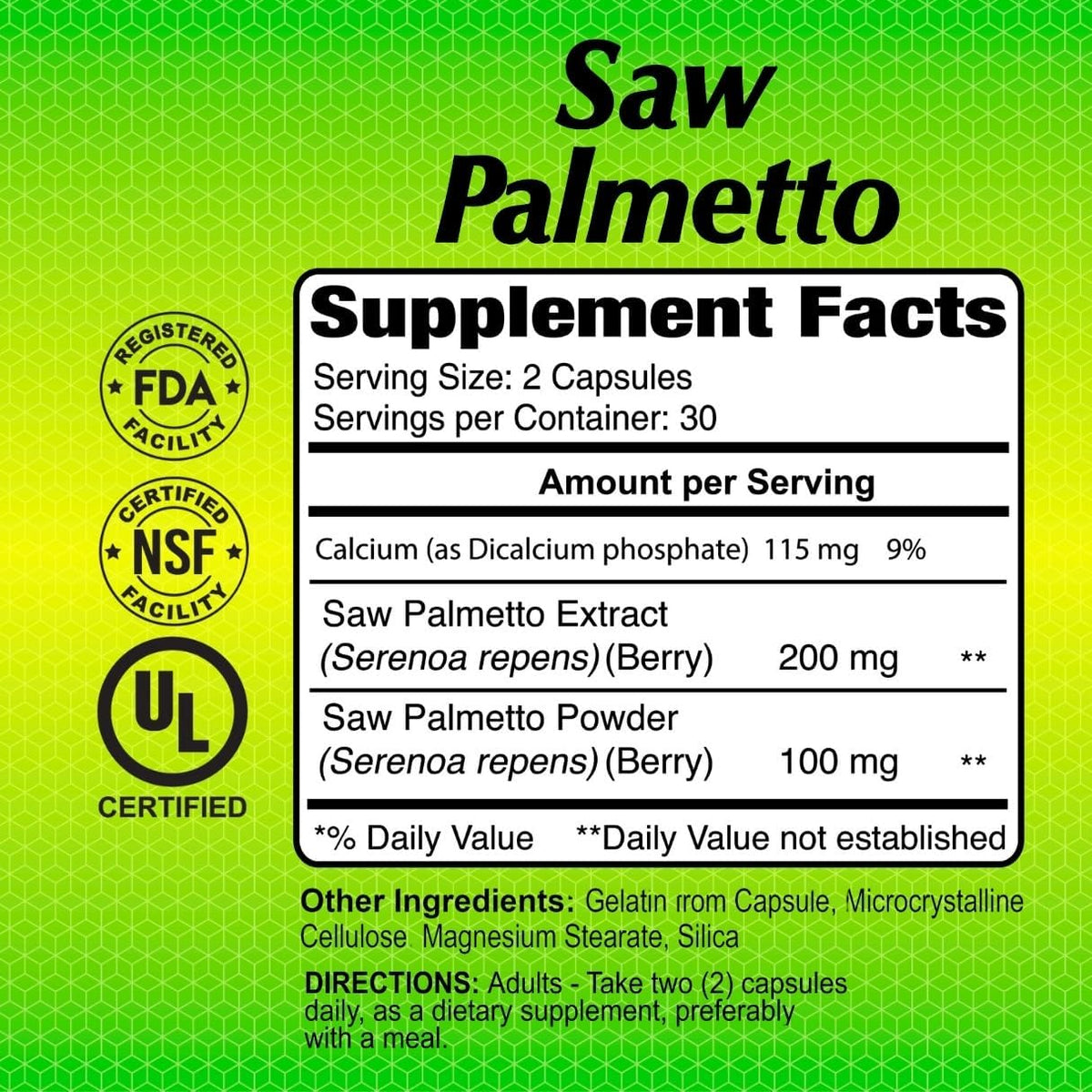 ALFA VITAMINS Saw Palmetto, Natural Supplement with Palmetto Extract & Berry Powder Blend, Supports Prostate & Urinary Health, Provides Vitamin Support for Hair Growth & Well-Being, 60 Capsules