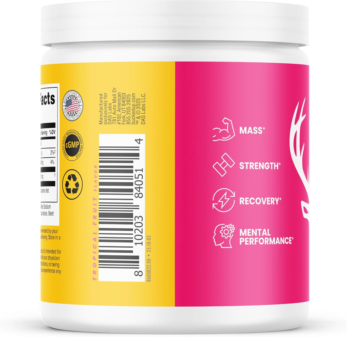 Bucked Up Creatine Candy Tropical Blast | Micronized Creatine Monohydrate | 120 Chewable Tablets, 24 Servings | Fizzy Creatine No Water Needed | Non GMO Gluten Free Third Party Tested