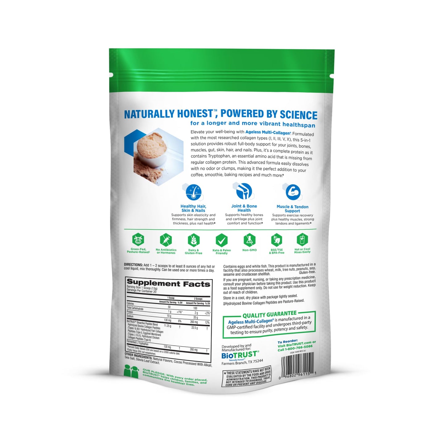 BioTrust Ageless Multi Collagen Peptides Powder – 5 Types (I, II, III, V, X) – Chocolate Collagen Powder for Women & Men – Hydrolyzed Protein – Grass Fed Beef, Fish, Chicken, Eggshell Membrane BioTrust buy supplements Au