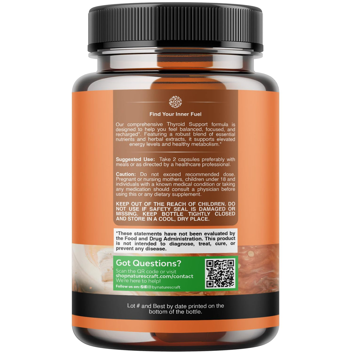 Natures Craft Herbal Thyroid Support Complex - Potent Kelp Iodine Supplement with L Tyrosine, Bladderwrack, Selenium & Ashwagandha for Hormone Balance - Mood & Energy Dietary Pills - 60 Count