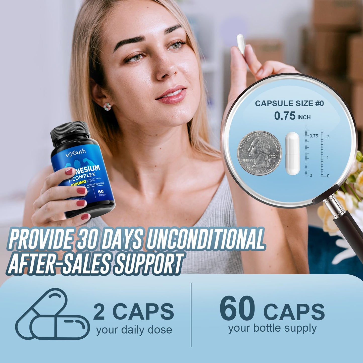 Magnesium 7 Complex Supplement Advanced with 7 Forms of Magnesium (Glycinate, Malate, Chelate, Aspartate, Orotate, Taurine, Citrate), Zinc, Vitamin D3 & Vitamin B6 for Sleep & Muscle, 60 Capsules VIYOUTH buy supplements Au