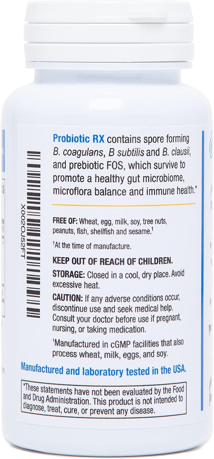 Probiotic Rx: 5 Billion CFU – Probiotic + Prebiotic - Spore-Based – 60-Day Supply - SBO - Supports Immune & Gut Health - Soil-Based Organisms - No Refrigeration Required