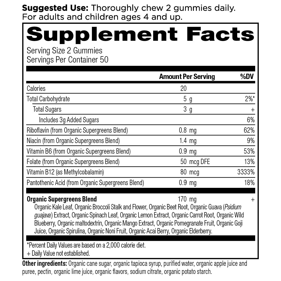 Ancient Nutrition Supergreens Gummy, Organic Superfood Gummy Made from Real Fruits, Vegetables and Herbs, for Digestive and Energy Support, 100 Count, Strawberry Watermelon Ancient NutritionBuy Supplements Australia
