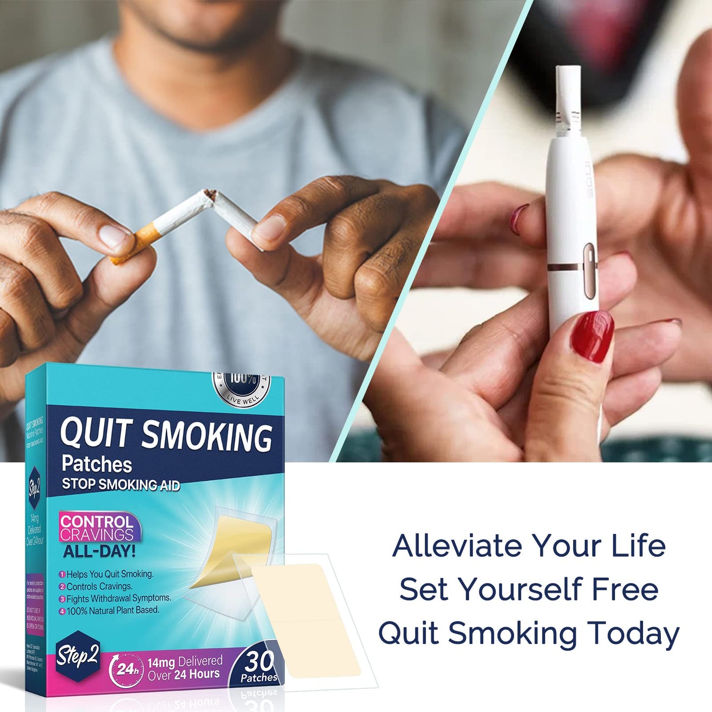 Step 2 Quit Smoking Patches, 14mg Stop Smoking Aids Patches, 30 Count Quit Smoking Stickers that Work with 2 Weeks, Helping Quit Patch, Easy & Effective Anti-Stickers NenMaoKeNu buy supplements Au