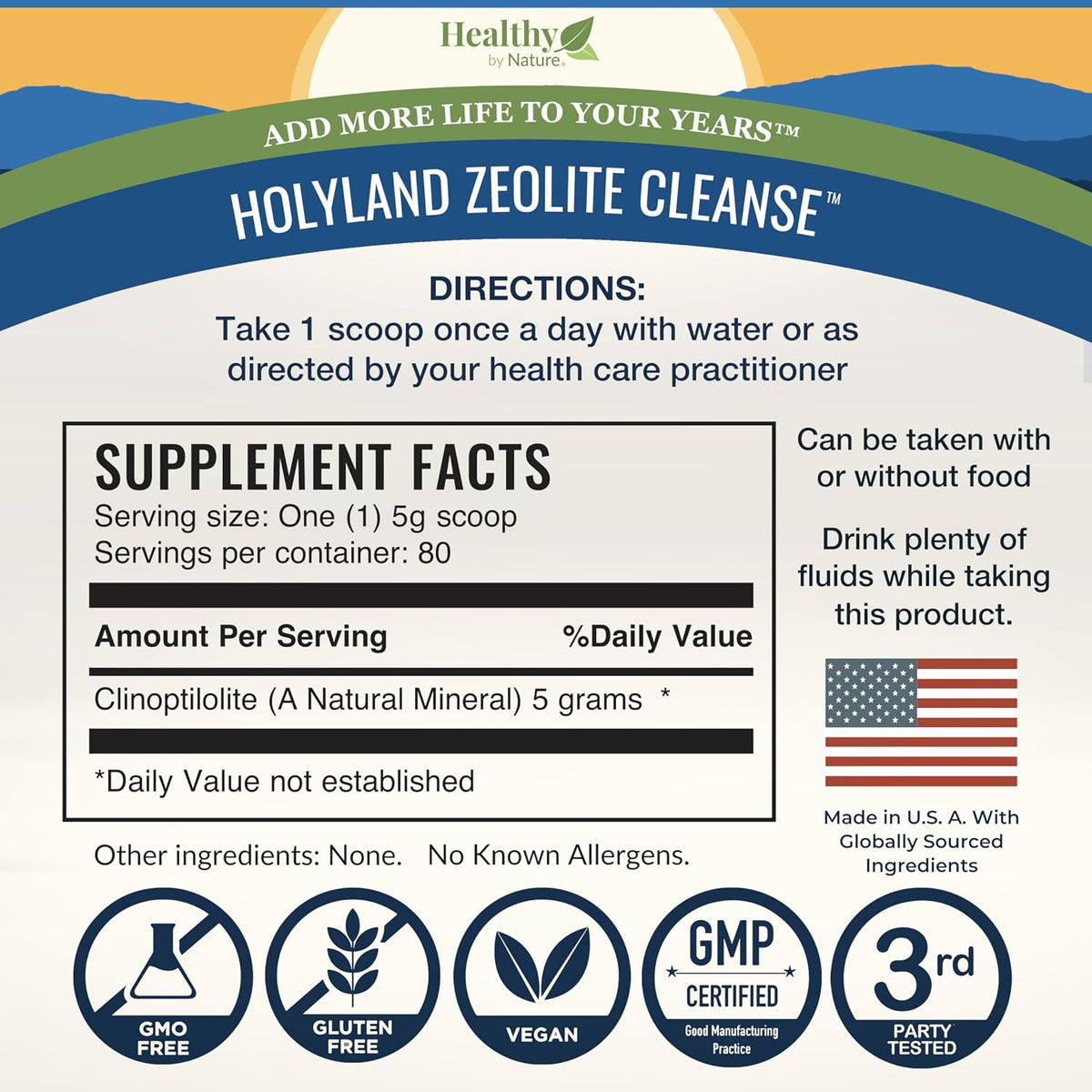 Healthy by Nature Full Body Zeolite Detox Cleanse Powder for Adults | Natural Clinoptilolite Binder Support, Therapeutic Dosing for Women and Men, Supports Energy, Mental Clarity & Gut Health