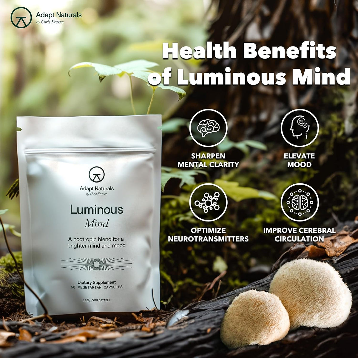 Adapt Naturals Brain & Body Wellness Bundle – Bio-Avail Omega+ Fish Oil & Luminous Mind Nootropic Supplement – 30-Day Supply