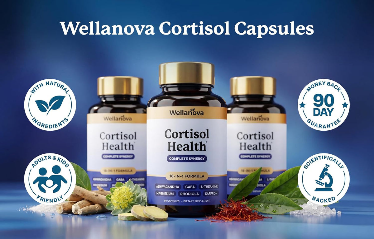 Cortisol Supplement for Women | Cortisol Reducer, Manager & Calm | Hormone Balance for Women, Adrenal Support, With Ashwagandha, Rhodiola, L-Theanine, Phosphatidylserine, Magnolia, 60 Capsules