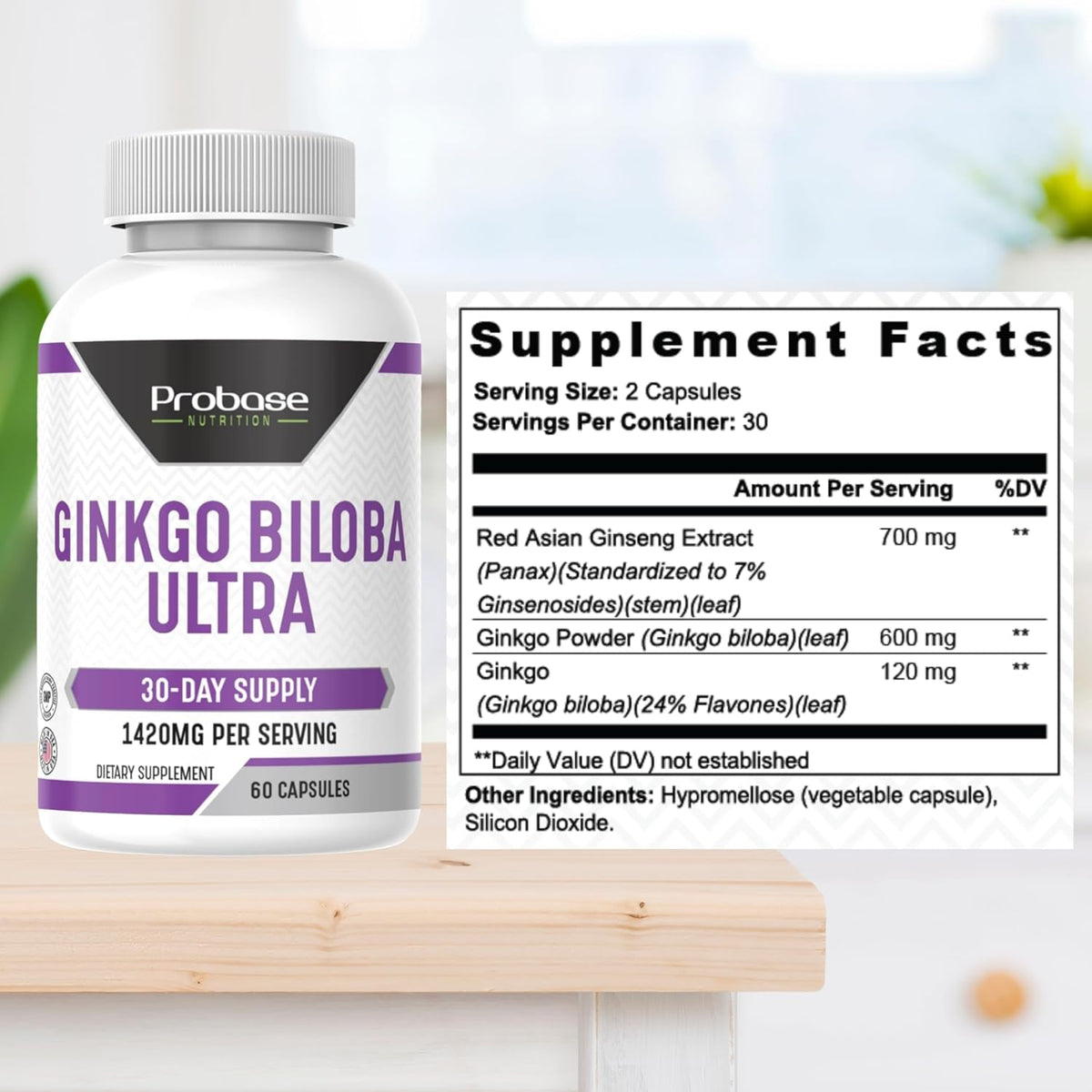Probase Nutrition Ginkgo Biloba Ultra 60 Capsules 30-Day Supply