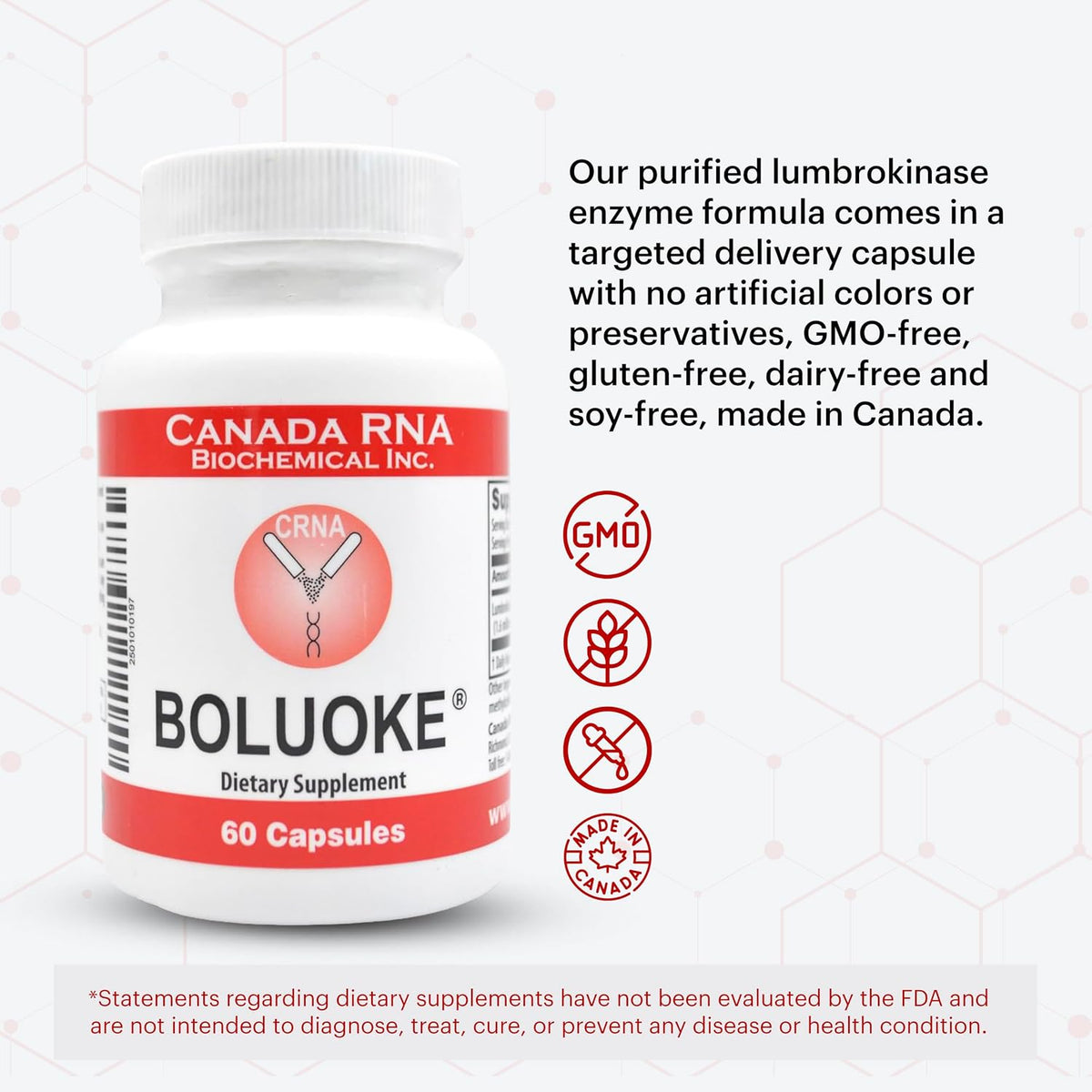 Boluoke Canada RNA Lumbrokinase Enzyme Supplement - 60 Capsules | Traditionally Inspired Circulatory Wellness Formula - Targeted Delivery Capsules