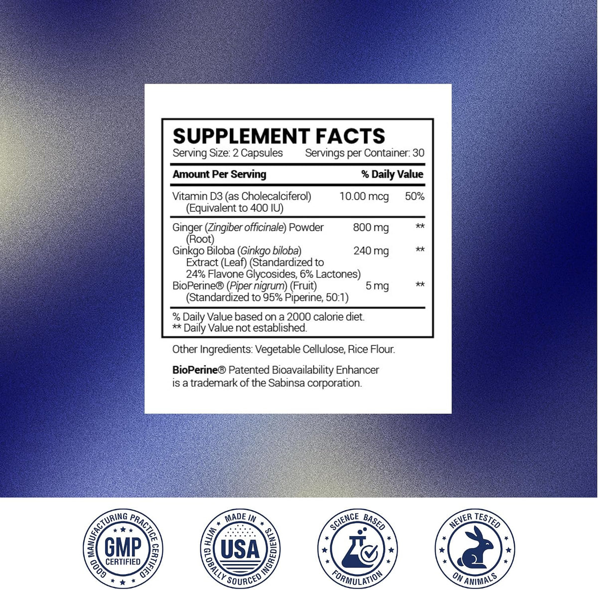 Research Verified Vertigo Defense - Soothe Symptoms and Support Inner Ear Balance - Vitamin D3, Ginger, Ginkgo Biloba, BioPerine - 60 Capsules