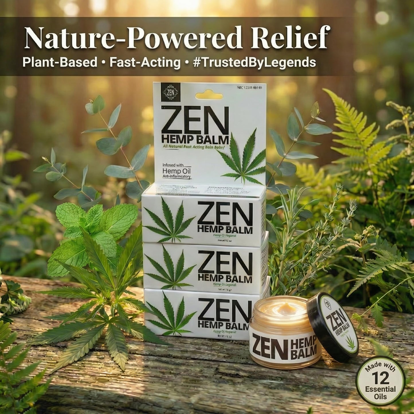 ZEN Hemp Balm 3 Pack – Fast-Acting Pain Relief for Muscles & Joints – Plant-Based Topical – 0.7 oz Each ZENBuy Supplements Australia