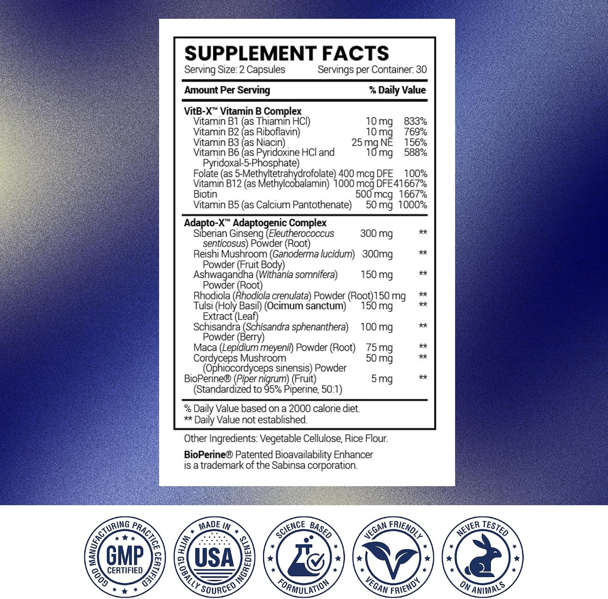 Research Verified Energy Booster - Natural Energy Support - 60 Capsules - Caffeine Free - B Vitamins and Adaptogens - 1 Month Supply