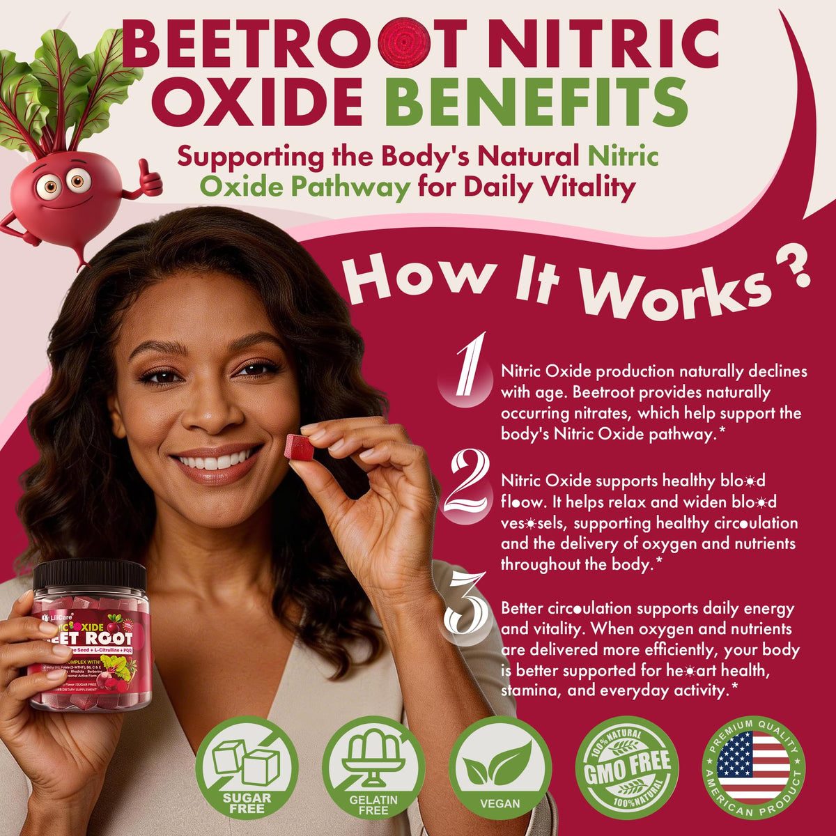 Beet Root Gummies, 17-IN-1 Liposomal Beetroot Superfood with CoQ10, Grape Seed, L-Citrulline, PQQ, Methyl B12, B6, Magnesium, Ginseng, Nitric Oxide Supplements for Circulation, Energy & Immune, 2Pack