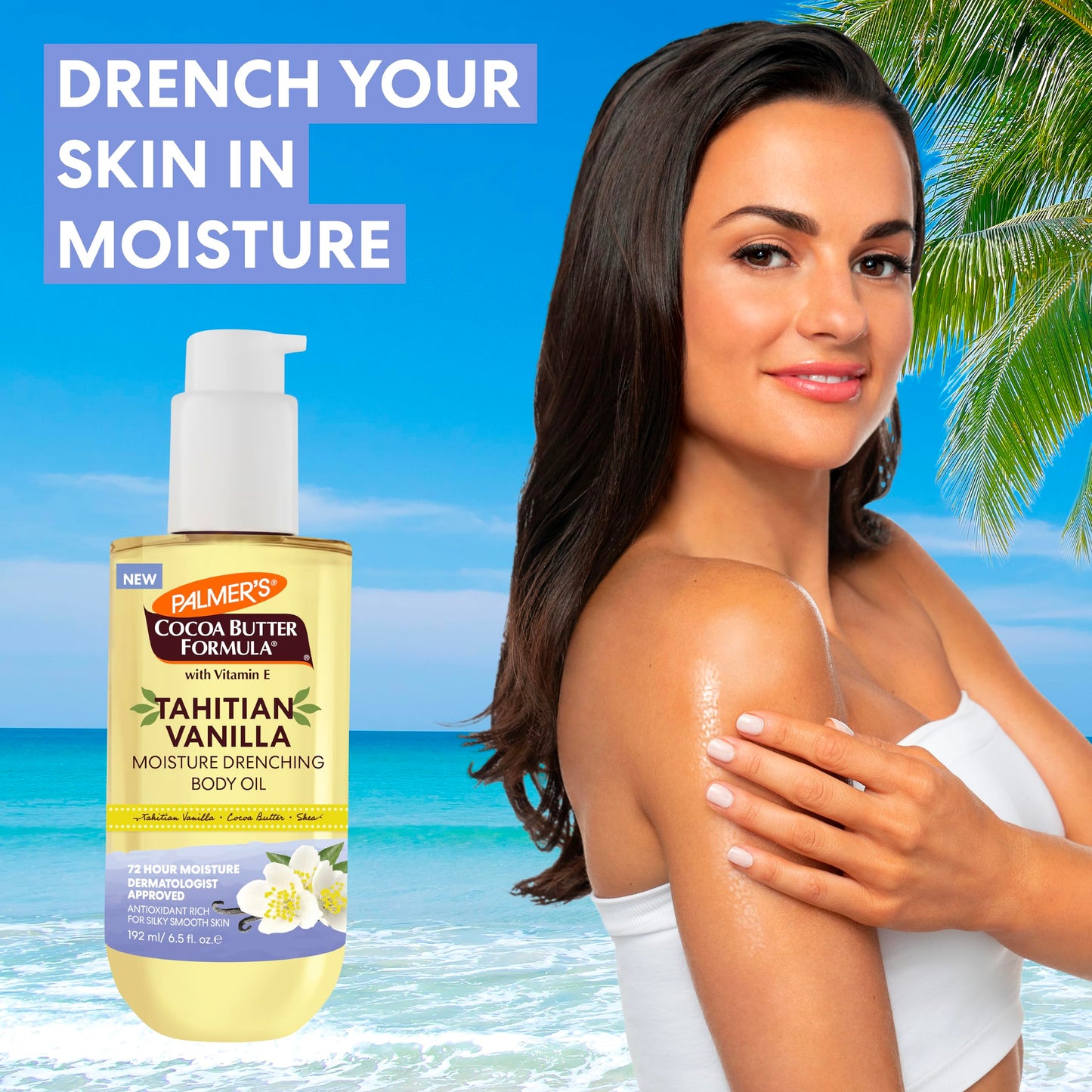 Palmer's Cocoa Butter Formula Body Oil, Moisture Drenching Tahitian Vanilla, 6.5 Oz, 72Hr Hydration with Shea Butter & Vitamin E for Softer Skin