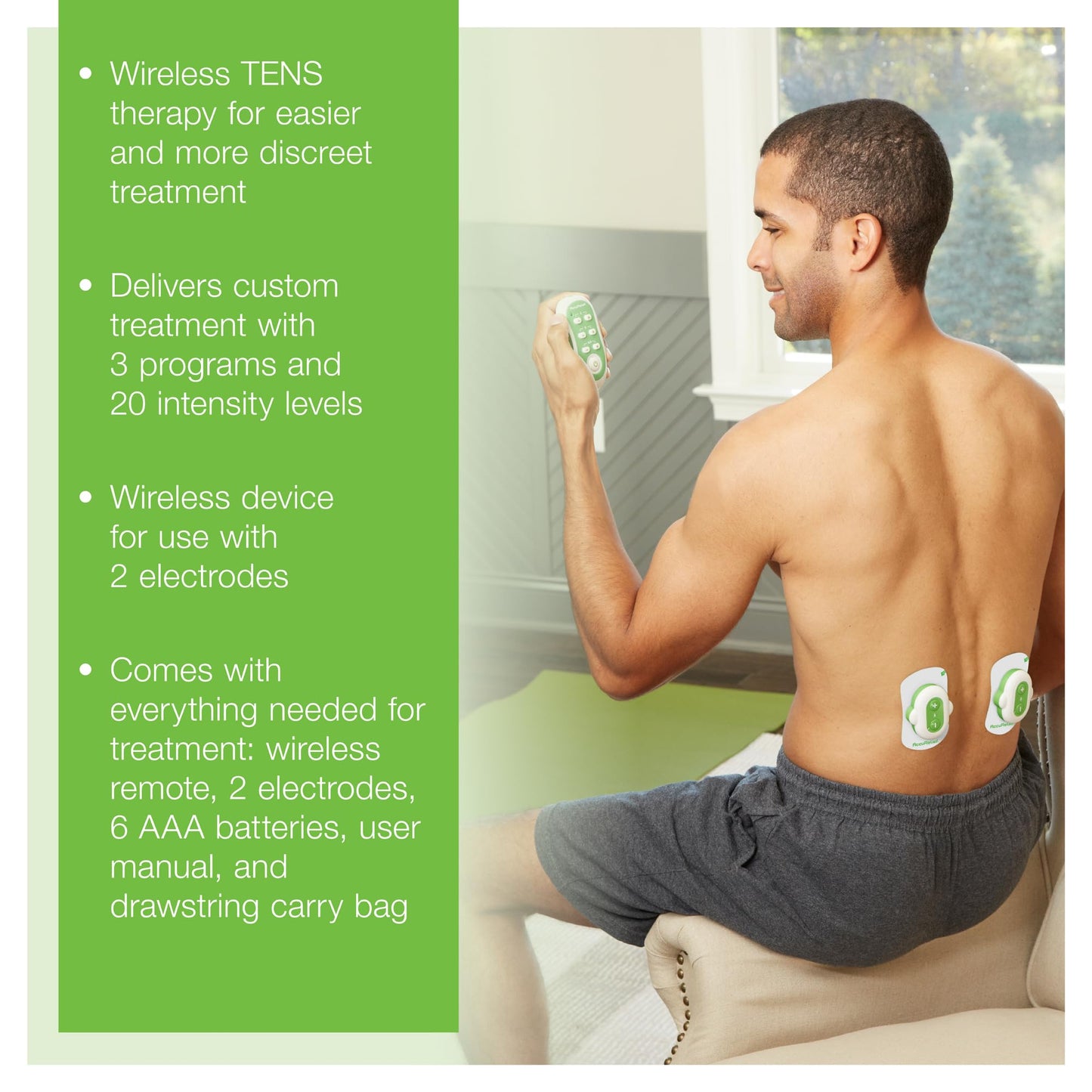 AccuRelief Wireless TENS Unit with Remote Control, TENS Pain Relief Device and Muscle Stimulator, for Back Pain, Neck Pain, Arm and Leg Pain - dailyvitalstore