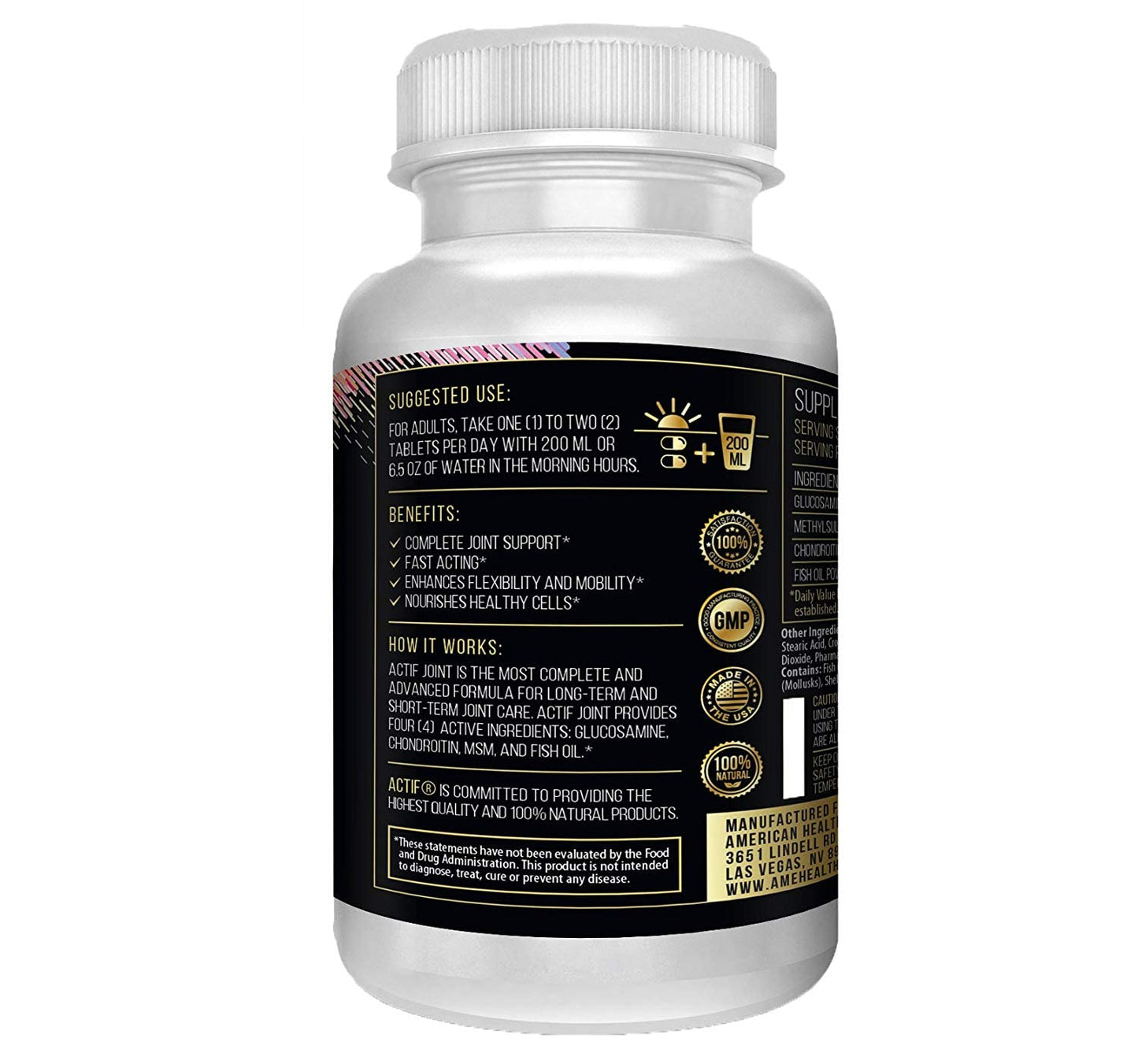 Actif Joint 4-in-1 Fast Relief Maximum Strength, Clinical Formula, 120ct, Made in USA - dailyvitalstore