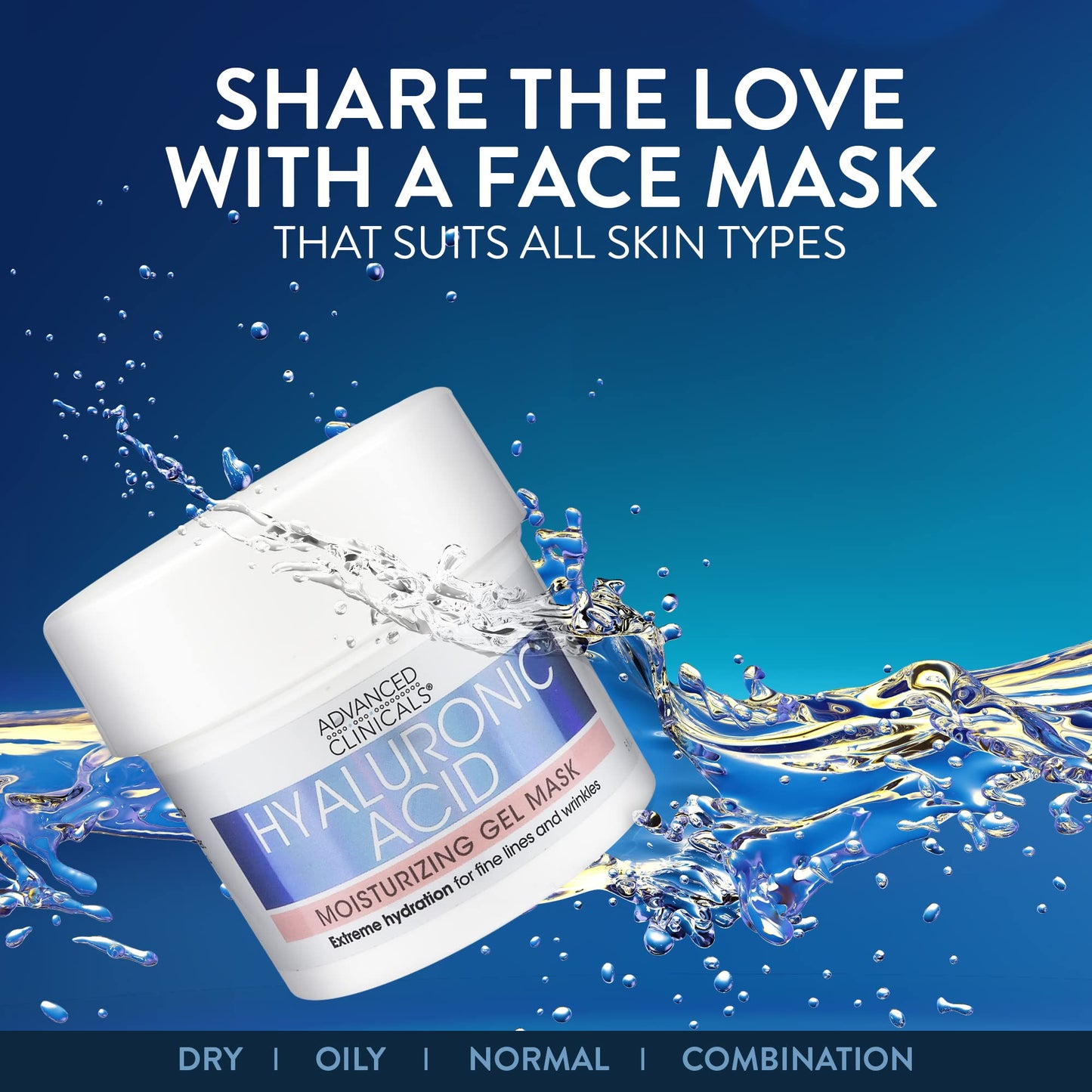 Advanced Clinicals Hyaluronic Acid Gel Facial Mask Skin Care Treatment, Brightening, Hydrating Anti Aging Face Mask & Moisturizer Helps Transform Dry Skin W/Collagen - dailyvitalstore
