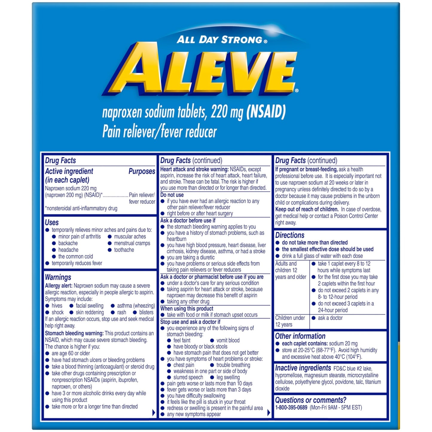 Aleve Pain Reliever & Fever Reducer Naproxen Sodium Caplets, Body and Arthritis Pain Reliever, Medicine for Adults and Children Ages 12 and Up, 60 Individual Pouches - dailyvitalstore