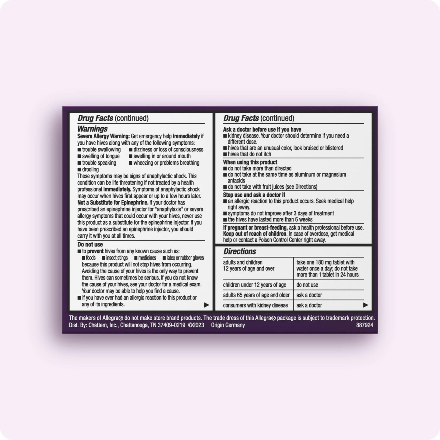 Allegra Hives Antihistamine 24-Hour Tablets, Non-Drowsy Hive Reduction and Hive Itch Relief, 180 mg Fexofenadine HCI, 30-Count - dailyvitalstore