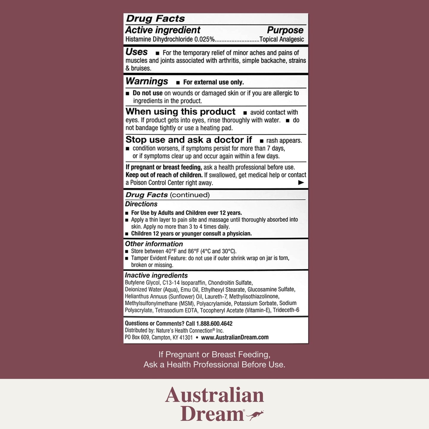 Australian Dream Arthritis Pain Relief Cream - Soothing & Non-Greasy - Powerful Topical Arthritis Pain Relief - Good for Muscle Aches or Joints - 4 oz Jar - dailyvitalstore