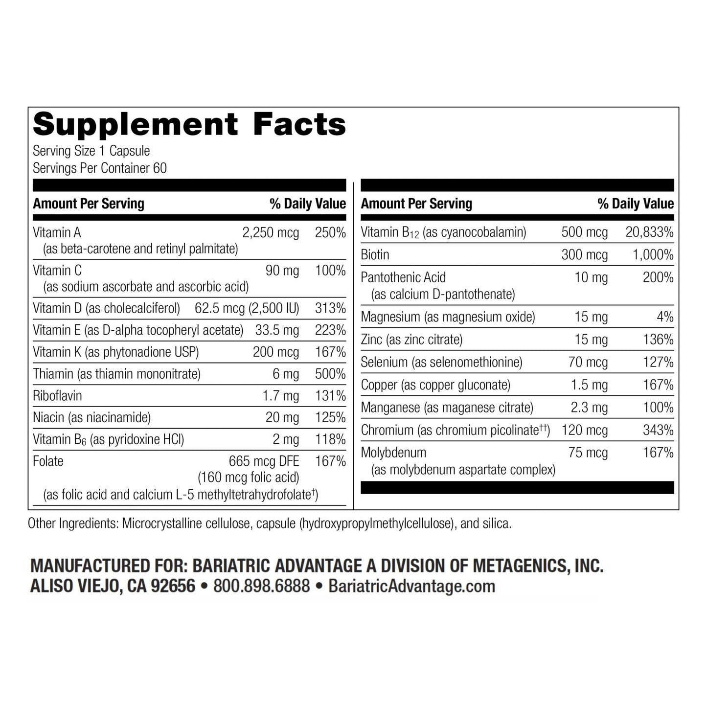 Bariatric Advantage High ADEK Multi - for Bariatric Surgery Patients - Multivitamin with Vitamins A, D, E, K & Trace Minerals - dailyvitalstore