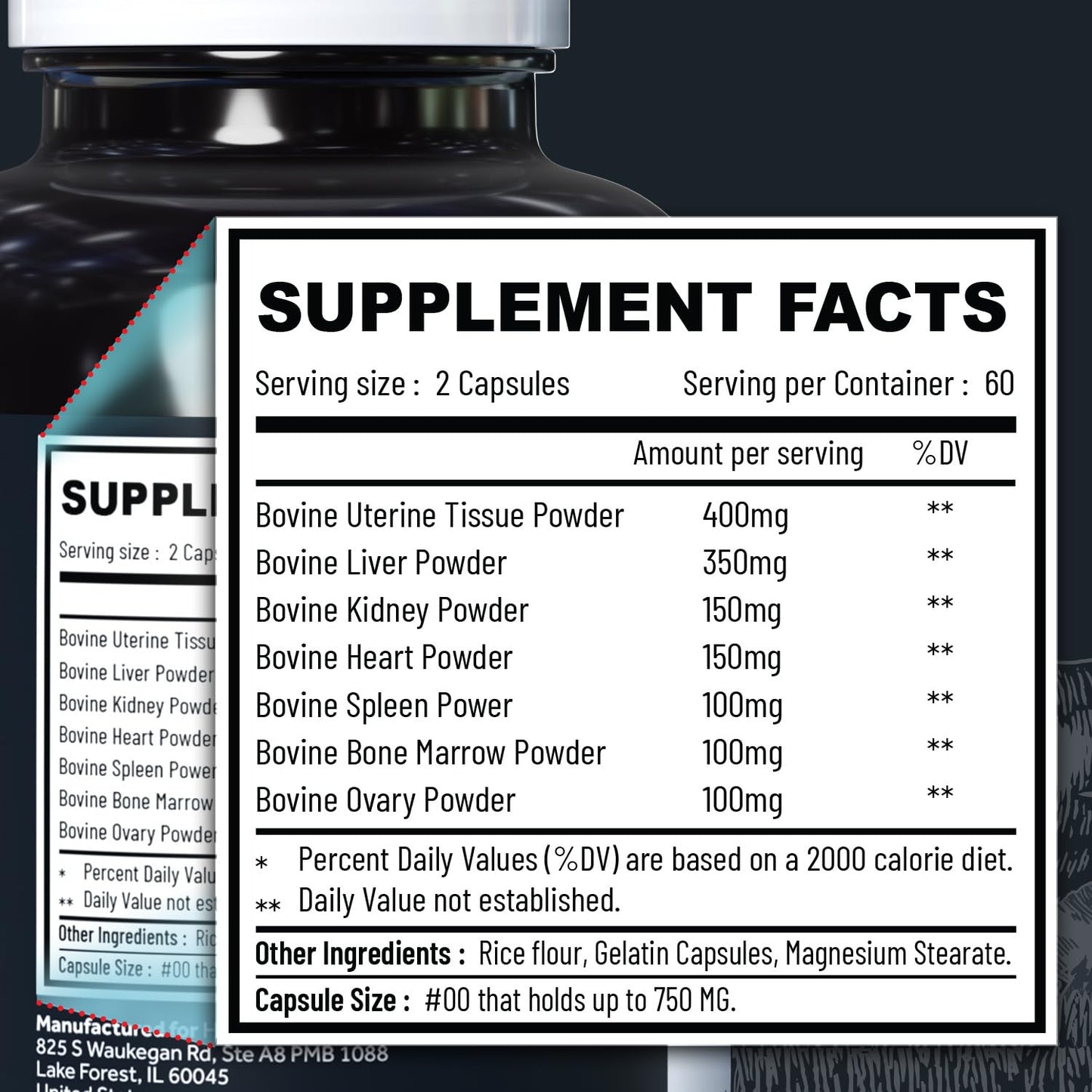 Beef Organ Supplement Grass Fed Complex for Women - 7 Carnivore Meat Proprietary Blend of Beef Liver, Marrow, Brain, Thymus, Spleen, Kidney, Colostrum, Heart, Pancreas, Gallbladder -120 Caps - dailyvitalstore
