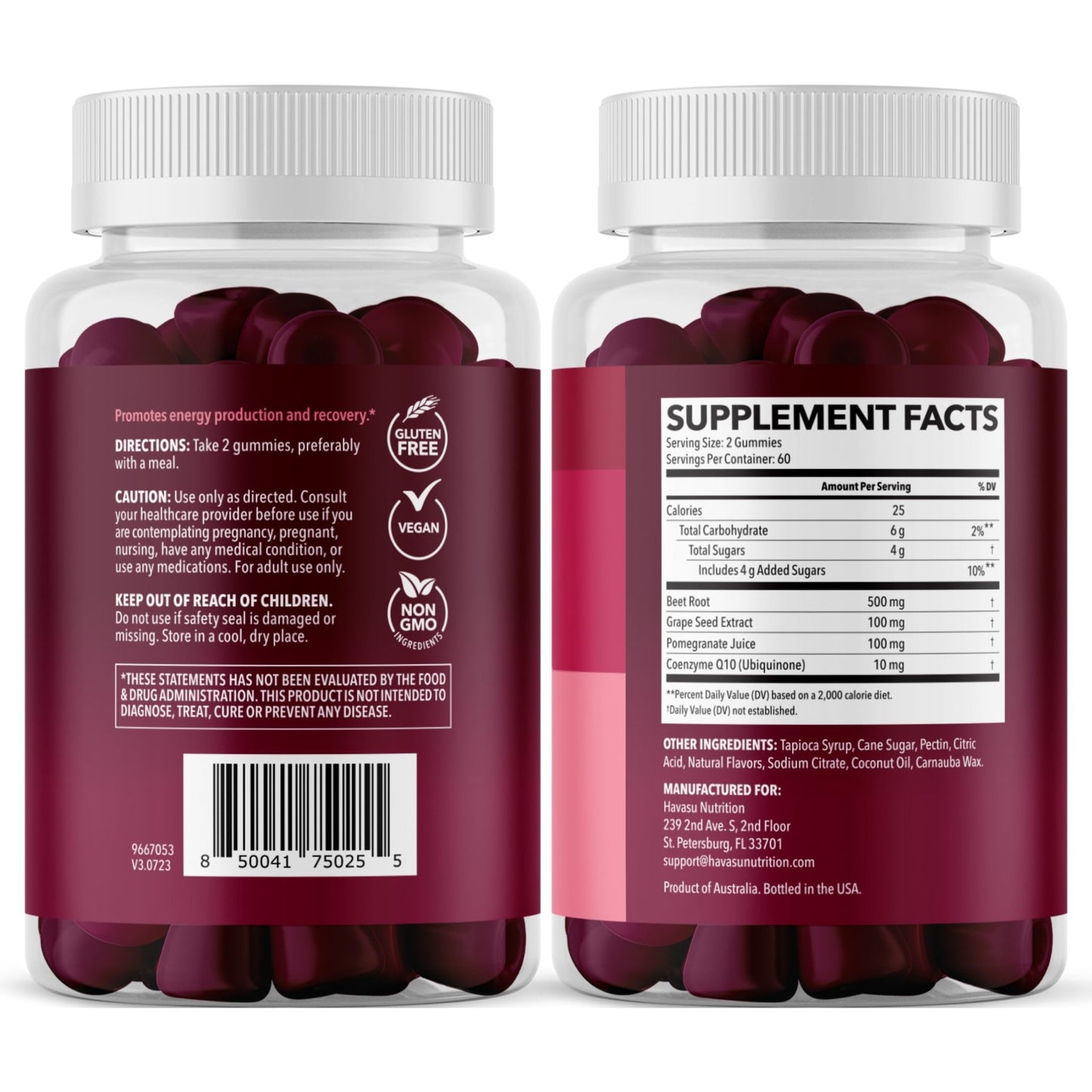 Beet Root Gummies with COQ10 & Pomegranate - Nitric Oxide Supplement for Men and Women - Beetroot for Endurance, Performance, Recovery - Vegan, Non-GMO, Gluten Free - dailyvitalstore