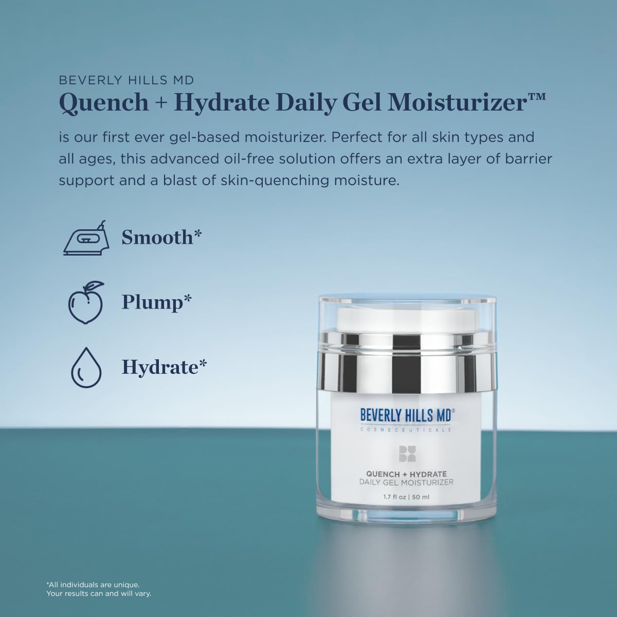 Beverly Hills MD Quench + Hydrate Daily Gel Moisturizer- Visibly Smooth, Plump, Hydrate Face & Neck for Wrinkles, Sagging- Skin Smoothing & Re-Energizing- Visibly Reduce Signs of Aging w/Niacinamide - dailyvitalstore