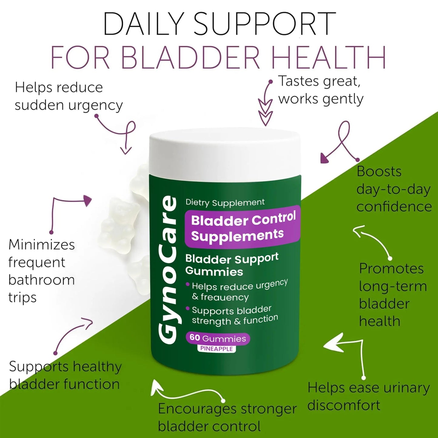 Bladder Control Supplements – Urinary Tract Health for Women | Overactive Bladder Support, UTI Relief & Infection Treatment | Daily Feminine Wellness Gummies – 60 Pineapple Flavor - dailyvitalstore