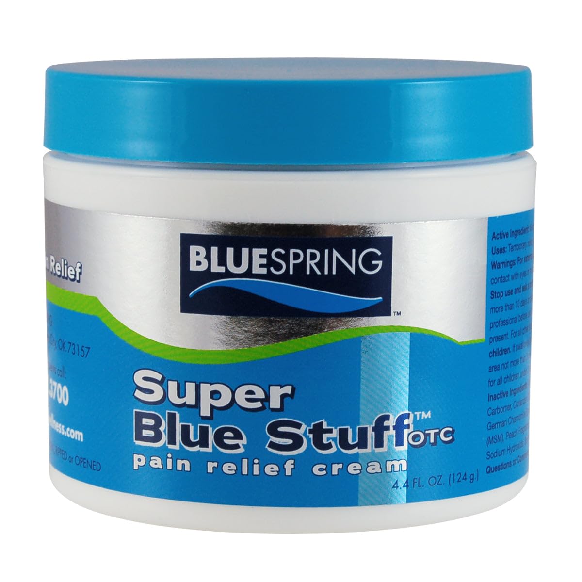 BLUESPRING Pain Relief Cream- Super Blue Stuff with Emu Oil, Arnica, Provides Maximum Arthritis Pain Relief- Anti Inflammatory Cream Goes Deep into the Skin- Great Muscle Rub and Relaxer Cream - 4 oz - dailyvitalstore