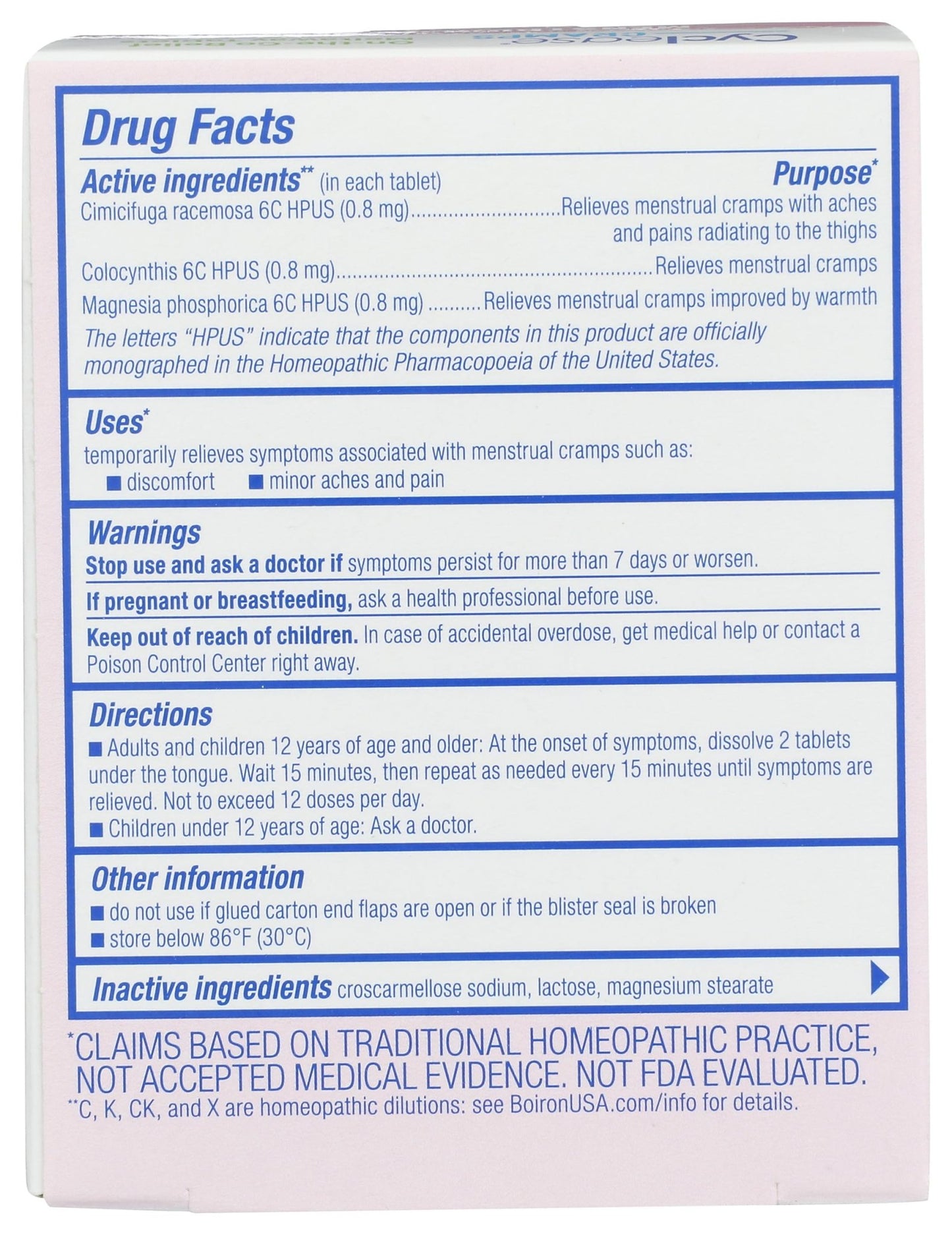 BOIRON Cyclease Cramp Tablets, 60 CT - dailyvitalstore