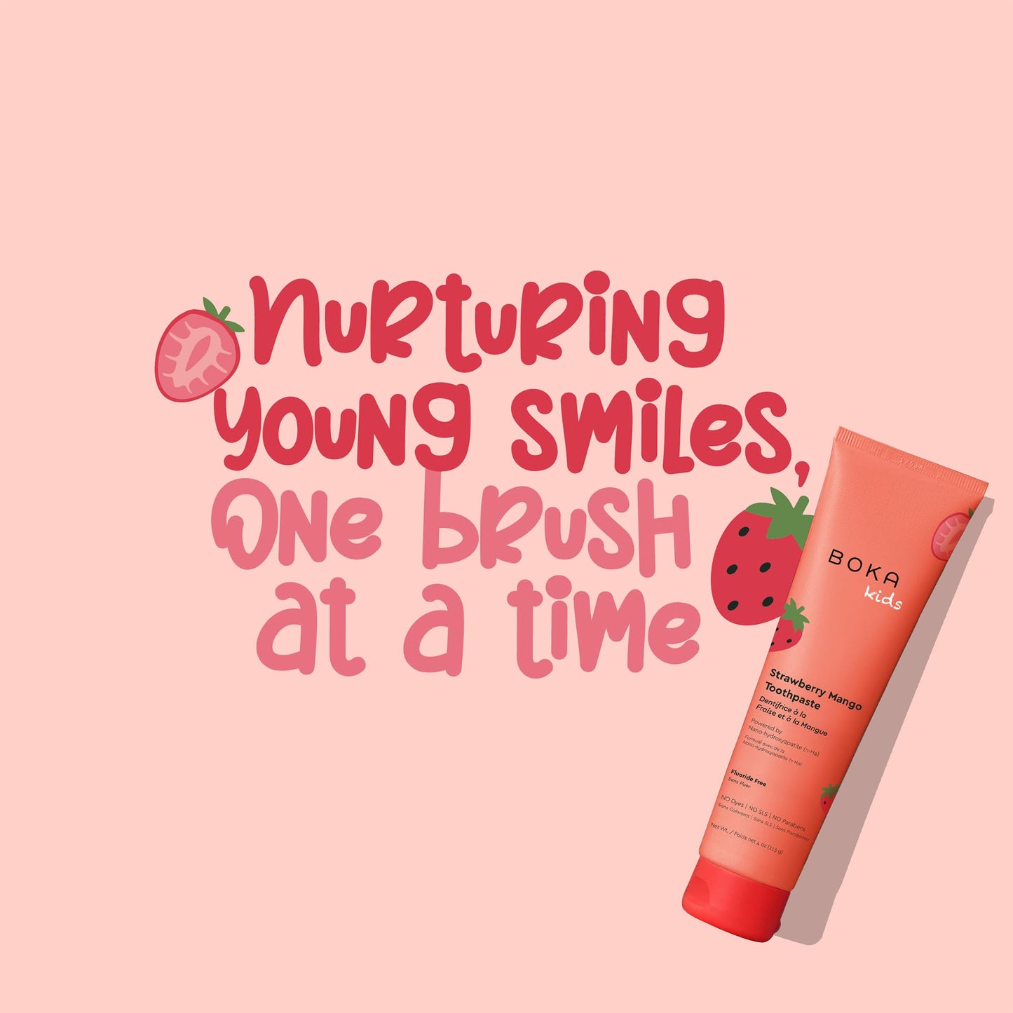 Boka Fluoride Free Toothpaste Nano Hydroxyapatite Toothpaste - Strawberry Mango Flavor, 4 oz 1Pk - dailyvitalstore