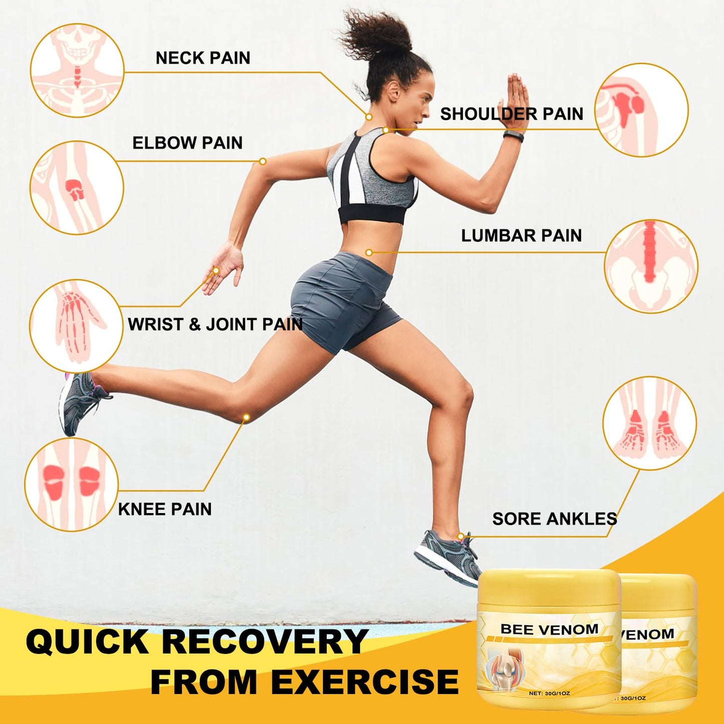 Botou 2PCS New Bee Venom Professional Joint Cream, for Neck, Waist, Back, Hands, Feet and Legs Advanced Bee Propolis Joint Cream, yellow - dailyvitalstore