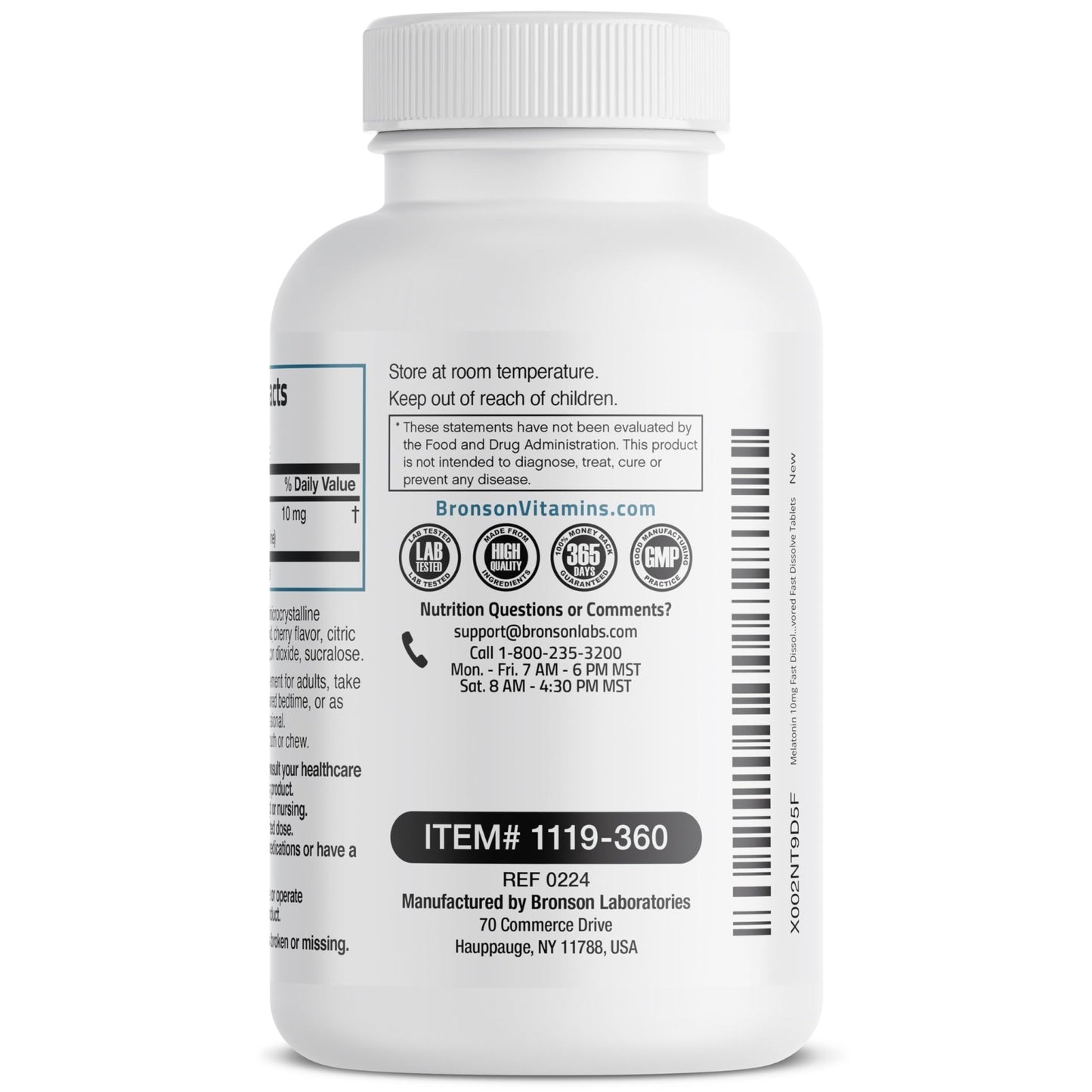 Bronson Melatonin 10mg Fast Dissolve Cherry Flavored Tablets Vegetarian Chewable Lozenges, 360 Count - dailyvitalstore