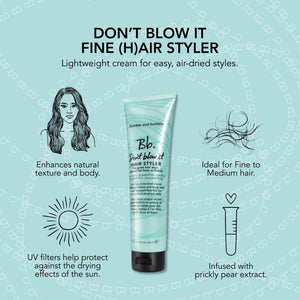 Bumble and bumble. Don't Blow It Fine (H) air Styler Air Dry Cream | Styling Cream to Enhance Texture and Body | Adds Hydration and Light Hold |For Fine to Medium Wavy, Straight Hair Types, 5 Fl Oz - dailyvitalstore