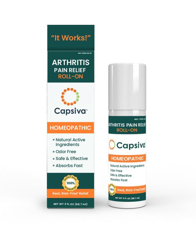 Capsiva Pain Relieving Gel, Absorbs Fast, Odor-Free, Safe for Prescription, No Known Side Effects (Gel Roll-On, 2 Pack, 3 Oz Each) - dailyvitalstore