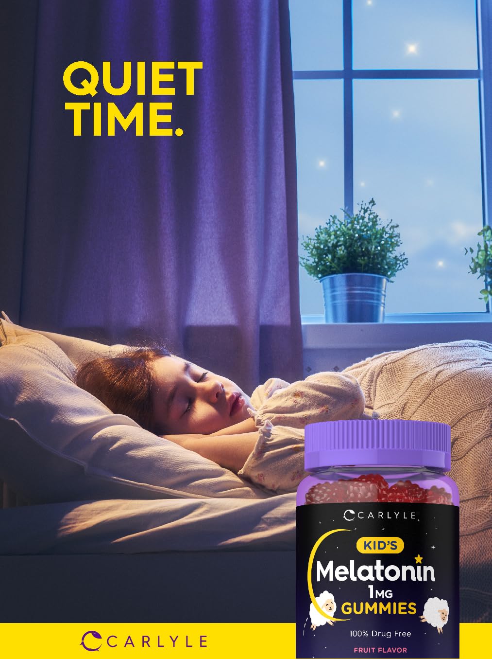 Carlyle Kids Melatonin Gummies | 1 mg 70 Count | Fruit Flavor Gummy | Vegan, Non-GMO, Gluten Free - dailyvitalstore
